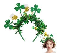 Green St.Patrick's Day Cloverleaf Headbands, GlitterShamrock Hair Band Accessory, Novelty Saint OutfitsHead Boppers, for Saint Patrick's Day Celebration, Irish Festival Decoration