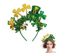 Green St.Patrick's Day Cloverleaf Headbands, GlitterShamrock Hair Band Accessory, Novelty Saint OutfitsHead Boppers, for Saint Patrick's Day Celebration, Irish Festival Decoration