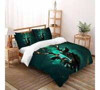 Green Stag 3D Printed Quilt Cover Set Bedding 3Pcs Luxury Microfiber Wild Land Animal with Pillowcases,Hidden Zipper for Boys And Girls Double(200x200cm) Modern Home Decor