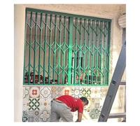 Green Stainless Steel Retractable Security Window GrilleBurglar Proof Folding Window for Kids & Pets Safety Patio Door Security Barrier (150/155/160 cm H)