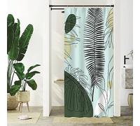 Green Stall Shower Curtain, Uiiooazy Boho Abstract Palm Leaves Monstera Tropical Plant Bath Curtain Anti Mildew Waterproof Polyester Fabric Washable Shower Curtain with 6 Hooks for Bathroom 90Wx180Hcm