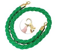 Green Stanchion Twisted Rope Barrier - 5ft Braided Queue Rope with Gold Hook for Crowd Control and Event Management