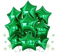 Green Star Balloons Foil, 10PCS Green Foil Stars Shape Balloons, 18 Inch Metallic Stars Balloon for Helium Pentagram Balloon for Birthday, Anniversary, Jungle Theme, Christmas Party Decoration