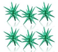 Green Star Foil Balloons, 22 Inch Green Explosion Star Cone Spike Balloons Large for Christmas, Birthday, Wedding, St. Patrick's, Safari Jungle Decorations