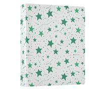 Green Star Pattern 3 Ring Binder 1.5 Inch Round Ring Binder View Binder Holds 200 Documents for Home School Office Use