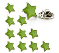 GREEN Star Pin Badge | 10Pcs (13mm) School Reward, employee recognition, student achievement or in the workplace for rewarding performance (Green)
