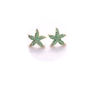 Green Starfish Earrings Colorful Cubic Zirconia CZ Stud Earring Hypoallergenic for Women