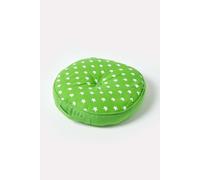 HOMESCAPES Green Round Floor Cushion Large Decorative Circular Children’s & Garden Seat Pad with Star Pattern, Pre-Filled 100% Cotton Indoor and Outdoor Cushion, 43cm