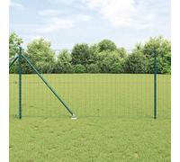Green Steel Outdoor Fence Panel Set, 1 x 25 m, UV Resistant Powder-Coated Garden Netting with 25 Posts, Spike Anchor & Wire Roll, Temporary Barrier for Yard Border, Dog Fence, Plant Screen