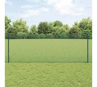 Green Steel PVC Coated Garden Fence with Posts, 0.8 x 10 m, UV-Resistant Outdoor Boundary Fencing for Yard and Terrace, Easy Installation for Privacy and Delineation