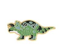 Green Stegosaurus Dinosaur Enamel Pin 2.8cm x 1.2cm, Cute Prehistoric Lapel Badge In Green Blue And Black With Gold Tone Outline, Dinosaur Lover Pin For Jackets