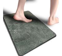 Green stone bath rug 43x80cm Non-slip Ultra-thin bathroom mat with quick water absorption and rubber backing, door mat marble floor mat, washable shower absorbent rug (16.9x31.5inch)