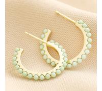 Green Stone Hoop Earrings in Gold lisa angel Gold One Size