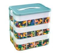 Green Storage Boxes For Lego Building Blocks 3-Tier Stackable Adjustable Compartments