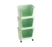 Green Storage Trolley with Wheels 3 Tier nizer for Kitchen Bathroom Living Room & Office Easy Assembly Space Saving Utility Cart for Efficient Storage Solutions
