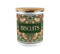 Green Strawberry Thief Biscuits Storage Canister - Floral 2.7L Extra-Large Enamel Home & Kitchen Organisation Container