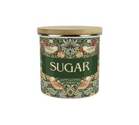 Green Strawberry Thief Sugar Storage Canister - Morris Inspired Floral Tapestry Artwork - 1.2L Enamel Hot Drinks/Food Kitchen Storage Container