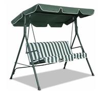 Green Stripe Patio Swing Chair Canopy Set Replacement 3 Seater All-Weather Heavy Duty Swing Canopy Cover and Cushion Cover 249x185cm/98x73"