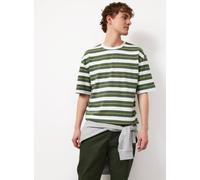 Green Stripe Print Relaxed Fit T-Shirt XXL