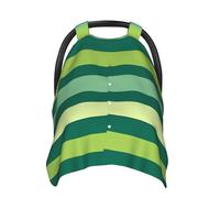 Green Striped Baby Car Seat Canopy Cover, Multi Use Breathable Nursing Breastfeeding Covers for Mom Soft Stroller Sun Shade Newborn Shower Gift