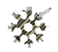 Green Striped Pattern 19-in-1 Snowflake Multi Tool, Stainless Steel Metal Snowflake Multitool with Keychain, Compact & Portable Tools for Outdoor Camping Survival Daily Use Gift for Men