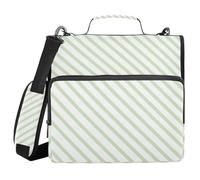 Green Stripes 3 Rings 1.5 inch Zipper Binder Organizer with Handle and Removable Shoulder Strap Multi-Pocket Document Organizer for School and Office