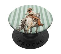 Green Stripes Coastal Cowgirl Riding Horse Rodeo Aesthetic PopSockets Adhesive PopGrip