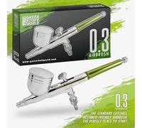 Green Stuff World Dual-action 0.3 mm Airbrush (Art Tool) - Adult, 1.5" x 8" x 4", Metal, No Batteries, Includes Nozzle, Needle, Paint Cup, Cleaning Kit, Spare Parts