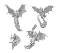 Green Stuff World Evil Imp Cherubs Miniatures for 40K, 3D Printed Resin Bits, Set of 4 Demonic with Weapons 12347