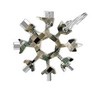 Green Style Pattern 19-in-1 Snowflake Multi Tool, Stainless Steel Metal Snowflake Multitool with Keychain, Compact & Portable Tools for Outdoor Camping Survival Daily Use Gift for Men