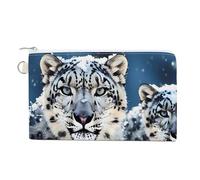 Green Style Pattern Coin Purse Canvas Wallet Cute Change Purse Small Storage Bag with Zipper, Blue Eyed Snow Leopard, One Size, Flowers and Animals