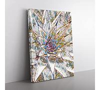 Green Succulent Cactus Modern Bg Canvas Wall Art Print Ready to Hang, Framed Picture for Living Room Bedroom Home Office Décor, 76x50 cm (30x20 Inch)