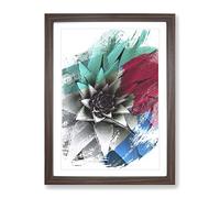 Green Succulent Cactus V2 Modern Framed Wall Art Print, Ready to Hang Picture for Living Room Bedroom Home Office Décor, Walnut A2 (64 x 46 cm)