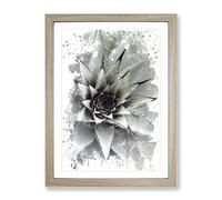 Green Succulent Cactus V3 Modern Framed Wall Art Print, Ready to Hang Picture for Living Room Bedroom Home Office Décor, Oak A2 (64 x 46 cm)