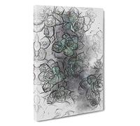 Green Succulent in Bloom Canvas Print | Gallery Wrapped 30mm Frame Wall Art | 30x20 inches | Ready to Hang | Modern Floral Picture | Living Room Bedroom Lounge Office