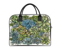 Green Succulent Picture Laptop Tote Bag Casual Travel Handbag Multi Pocket Shoulder Bags for Work Travel