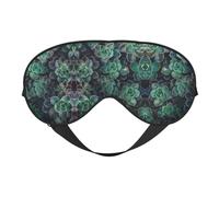 Green Succulent Print Soft Eye Mask â€“ Comfortable Sleep, Blocks Light, Full Eye Coverage, Ideal for Travel, Meditation
