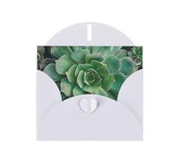 Green Succulent Prints Pearl Paper Horizontal Festival Greeting Card for Birthday Cards and All Occasions, White