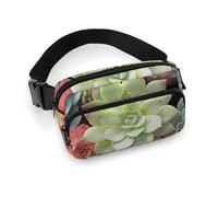 Green Succulents Fanny Pack for Women Men Waist Bag Belt Bag Adjustable Casual Bag for Travel Sports Hiking, white, 7.9x5.1inches