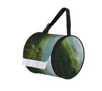 Green Summer Print Cylindrical Tissue Holder Bag Upscale 600d Oxford Cloth Travel Tissue Holder,Foldable Portable Toilet Paper Holder.