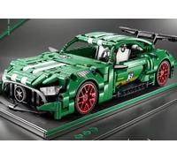 Green Super Street Tuner Car - Model Building Blocks - 456PCS - Luxury Green Racing Street Vehicle with White Racing Strips & Moving Doors - Model Building Kit | Gift Idea!