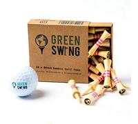 Green Swing Bamboo Golf Tees 60mm | Strong Sustainable Biodegradable | 20pcs | Pink Castle Tees