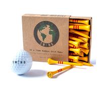 Green Swing Bamboo Golf Tees 70mm | Strong Sustainable Biodegradable | 30pcs (Yellow)