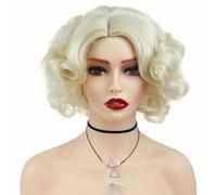 Green Synthetic Wig for Women Lady Short Big Wavy 80s Curly Wigs Costume Party Halloween Christmas Use Natural Looking-Platunum Blonde