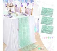 Green Table Runner 3 Pcs Sparkle Iridescent Table Runners 25x120 Inches Mermaid Themed Birthday Party Decorations