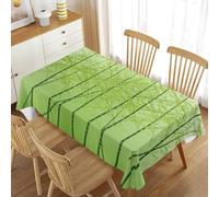 Green Tablecloth Rectangular 130x160 cm - 3D Printed Bamboo Pattern Table Cover and Table Cloth - Wipe Clean Waterproof Polyester Fabric for Garden, Kitchen, Party, Picnic 3160v