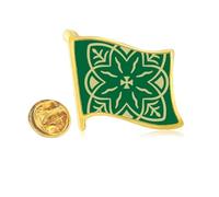 Green Talavera Style Decorative Pattern Golden Metal Flag Lapel Pin Badge