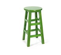 Green Tall Bar Stools 30" Height Solid Wood Round Kitchen Stools with Footrest Rustic Counter Chairs for Cafe & Church Green Color 65cm Seat Height