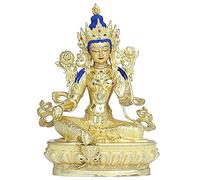 Green Tara Buddha Statue Ornaments Pure Copper Gilt Tantric Buddhist Platform Dedicated to Guanyin Bodhisattva,7 inch