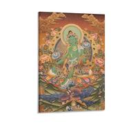 Green Tara Mother Goddess Tibetan Thangka Painting Posters Art Print Wall Photo Paint Poster Hanging Picture Family Decor 12x18inch(30x45cm)
